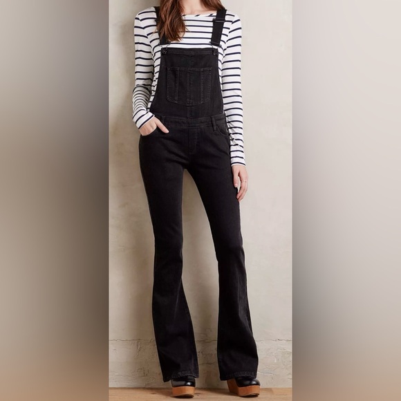 PAIGE Denim - Paige Tavie Overalls Slim Flare in Raven Black Size 25